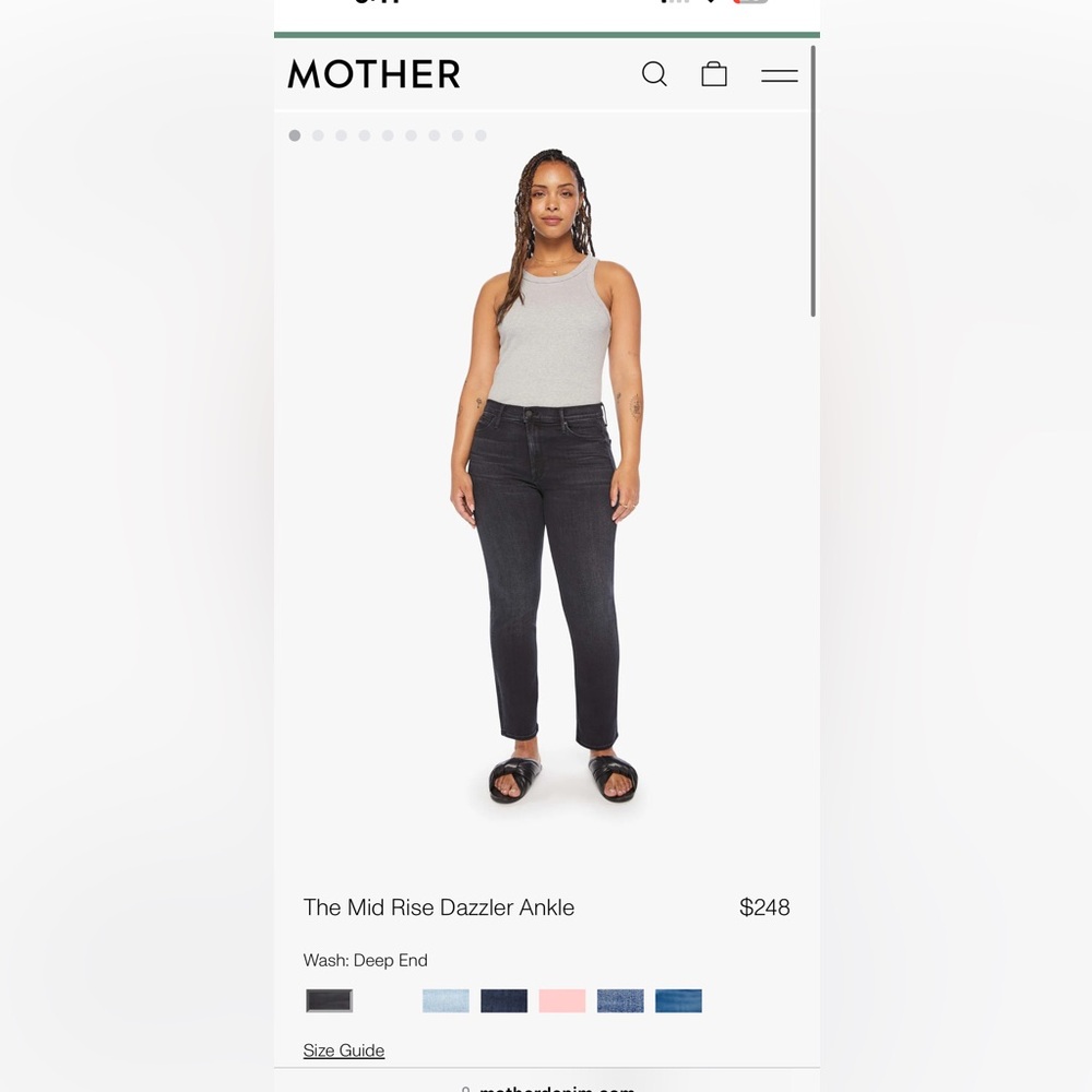Mother Mid Rise Dazzler Jeans Size 28